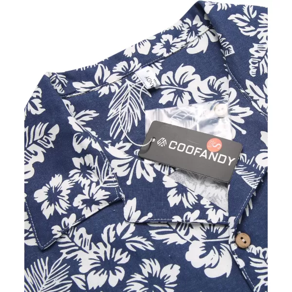 COOFANDY Men's Hawaiian Floral Shirts Cotton Linen Button Down Tropical Holiday Beach Shirts