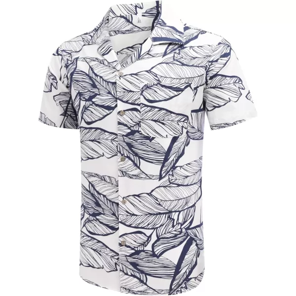 COOFANDY Men's Hawaiian Floral Shirts Cotton Linen Button Down Tropical Holiday Beach Shirts