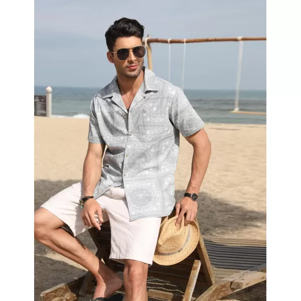 COOFANDY Men's Hawaiian Floral Shirts Cotton Linen Button Down Tropical Holiday Beach Shirts