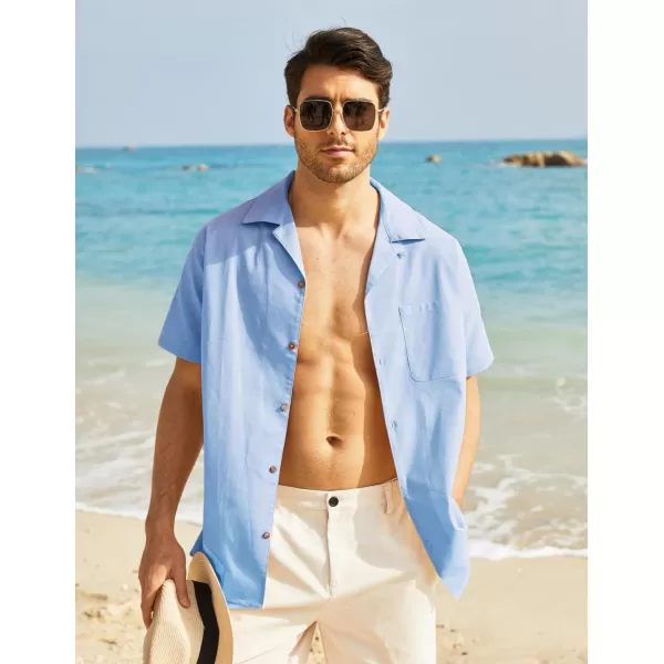 COOFANDY Men's Hawaiian Floral Shirts Cotton Linen Button Down Tropical Holiday Beach Shirts
