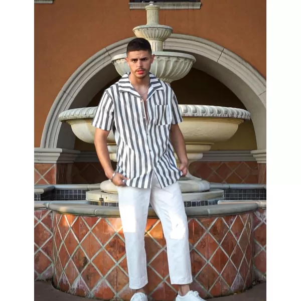 COOFANDY Men's Hawaiian Floral Shirts Cotton Linen Button Down Tropical Holiday Beach Shirts