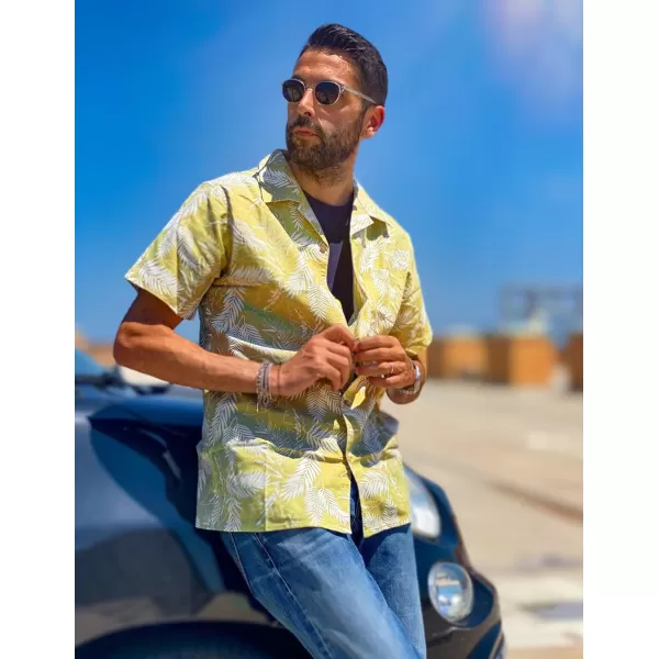 COOFANDY Men's Hawaiian Floral Shirts Cotton Linen Button Down Tropical Holiday Beach Shirts