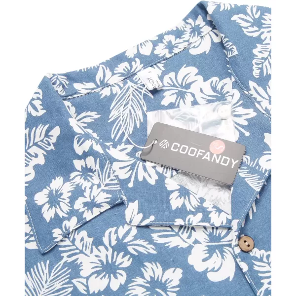 COOFANDY Men's Hawaiian Floral Shirts Cotton Linen Button Down Tropical Holiday Beach Shirts