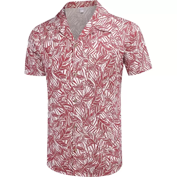 COOFANDY Men's Hawaiian Floral Shirts Cotton Linen Button Down Tropical Holiday Beach Shirts