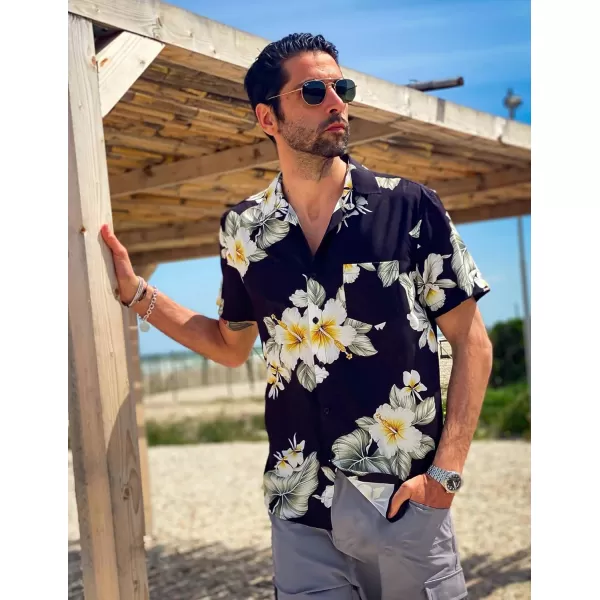 COOFANDY Mens Hawaiian Shirt Short Sleeve Button Down Shirt Tropical Summer Beach Shirt