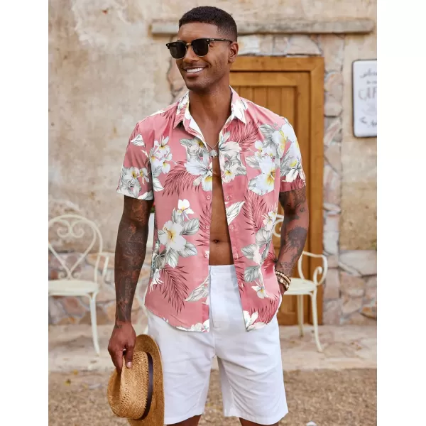 COOFANDY Mens Hawaiian Shirt Short Sleeve Button Down Shirt Tropical Summer Beach Shirt