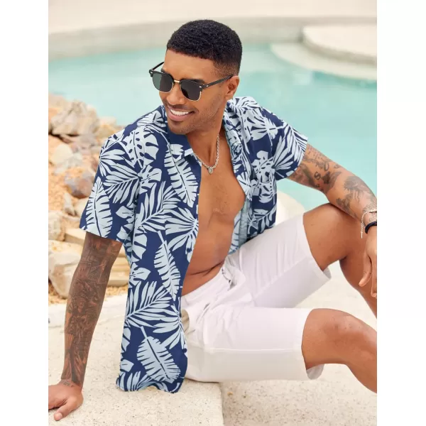 COOFANDY Mens Hawaiian Shirt Short Sleeve Button Down Shirt Tropical Summer Beach Shirt