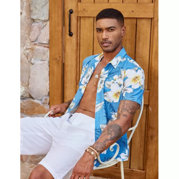 COOFANDY Mens Hawaiian Shirt Short Sleeve Button Down Shirt Tropical Summer Beach Shirt
