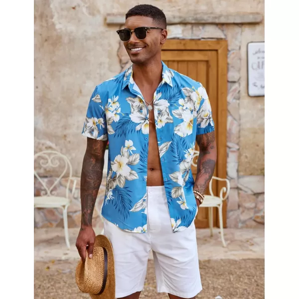 COOFANDY Mens Hawaiian Shirt Short Sleeve Button Down Shirt Tropical Summer Beach Shirt