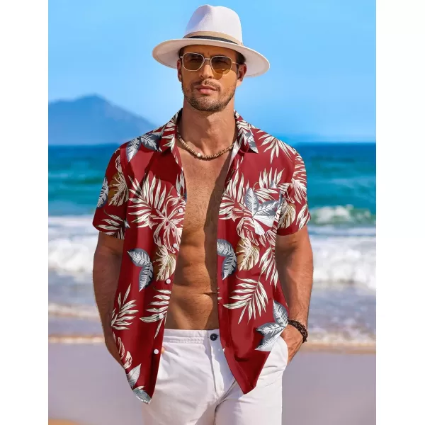 COOFANDY Men's Hawaiian Shirt Short Sleeve Floral Button Down Shirts Tropical Holiday Beach Shirts