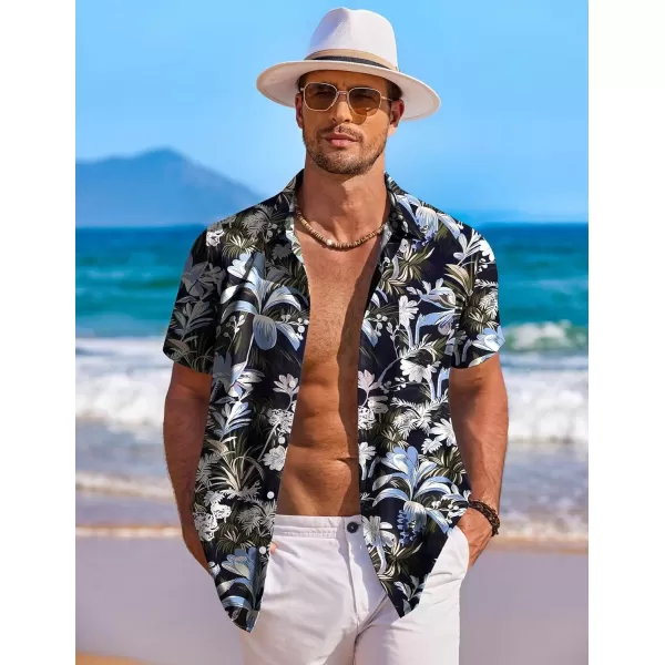 COOFANDY Men's Hawaiian Shirt Short Sleeve Floral Button Down Shirts Tropical Holiday Beach Shirts