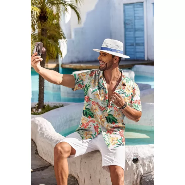 COOFANDY Men's Hawaiian Shirt Short Sleeve Floral Button Down Shirts Tropical Holiday Beach Shirts