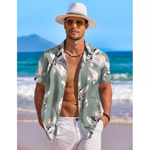 COOFANDY Men's Hawaiian Shirt Short Sleeve Floral Button Down Shirts Tropical Holiday Beach Shirts