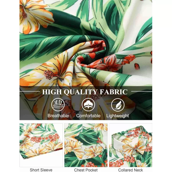 COOFANDY Men's Hawaiian Shirt Short Sleeve Floral Button Down Shirts Tropical Holiday Beach Shirts