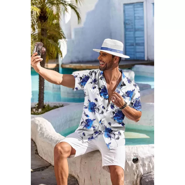 COOFANDY Men's Hawaiian Shirt Short Sleeve Floral Button Down Shirts Tropical Holiday Beach Shirts