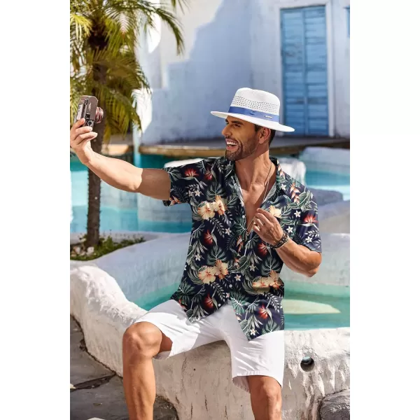 COOFANDY Men's Hawaiian Shirt Short Sleeve Floral Button Down Shirts Tropical Holiday Beach Shirts