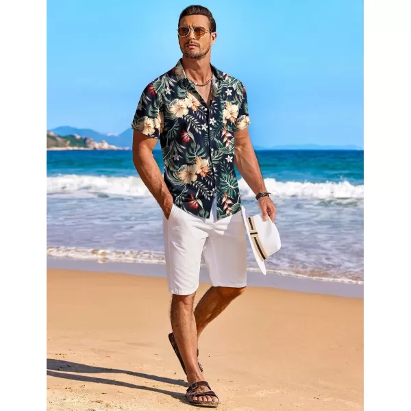 COOFANDY Men's Hawaiian Shirt Short Sleeve Floral Button Down Shirts Tropical Holiday Beach Shirts