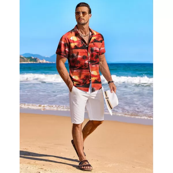 COOFANDY Men's Hawaiian Shirt Short Sleeve Floral Button Down Shirts Tropical Holiday Beach Shirts