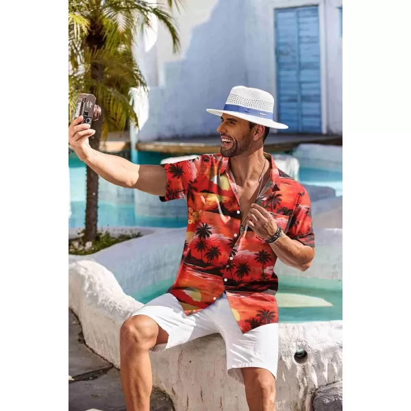 COOFANDY Men's Hawaiian Shirt Short Sleeve Floral Button Down Shirts Tropical Holiday Beach Shirts