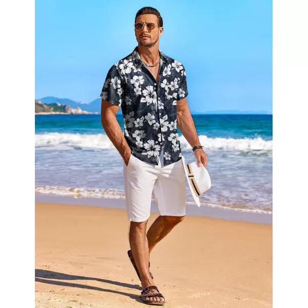 COOFANDY Men's Hawaiian Shirt Short Sleeve Floral Button Down Shirts Tropical Holiday Beach Shirts