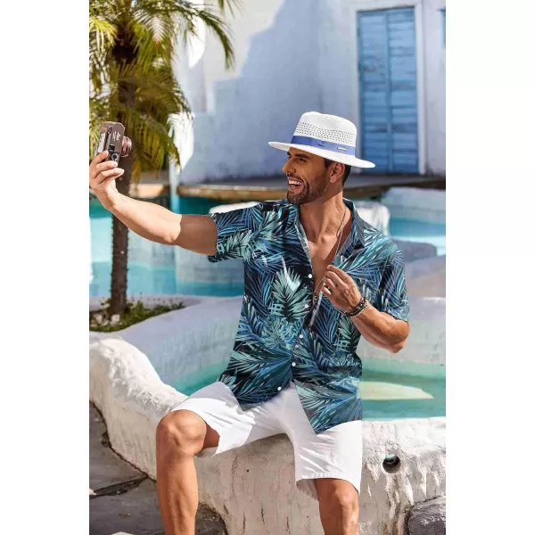 COOFANDY Men's Hawaiian Shirt Short Sleeve Floral Button Down Shirts Tropical Holiday Beach Shirts
