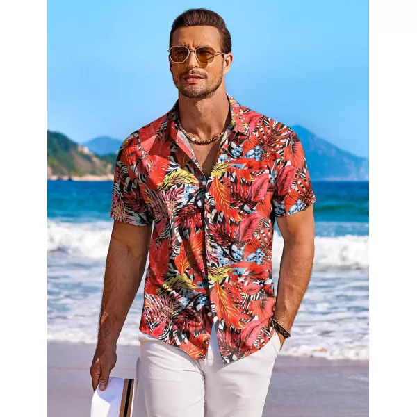 COOFANDY Men's Hawaiian Shirt Short Sleeve Floral Button Down Shirts Tropical Holiday Beach Shirts