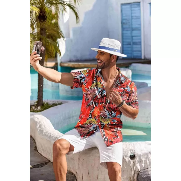 COOFANDY Men's Hawaiian Shirt Short Sleeve Floral Button Down Shirts Tropical Holiday Beach Shirts