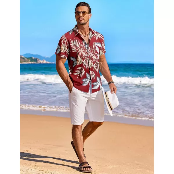 COOFANDY Men's Hawaiian Shirt Short Sleeve Floral Button Down Shirts Tropical Holiday Beach Shirts