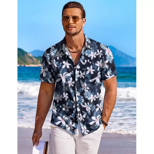COOFANDY Men's Hawaiian Shirt Short Sleeve Floral Button Down Shirts Tropical Holiday Beach Shirts