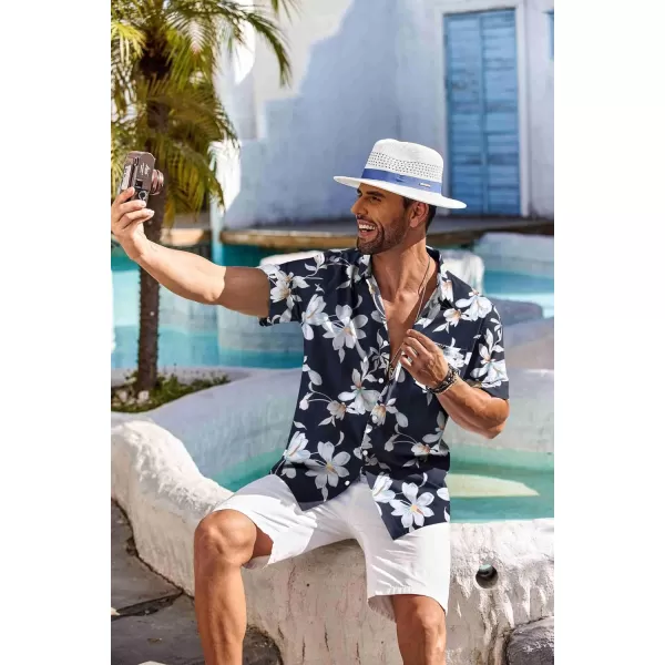 COOFANDY Men's Hawaiian Shirt Short Sleeve Floral Button Down Shirts Tropical Holiday Beach Shirts