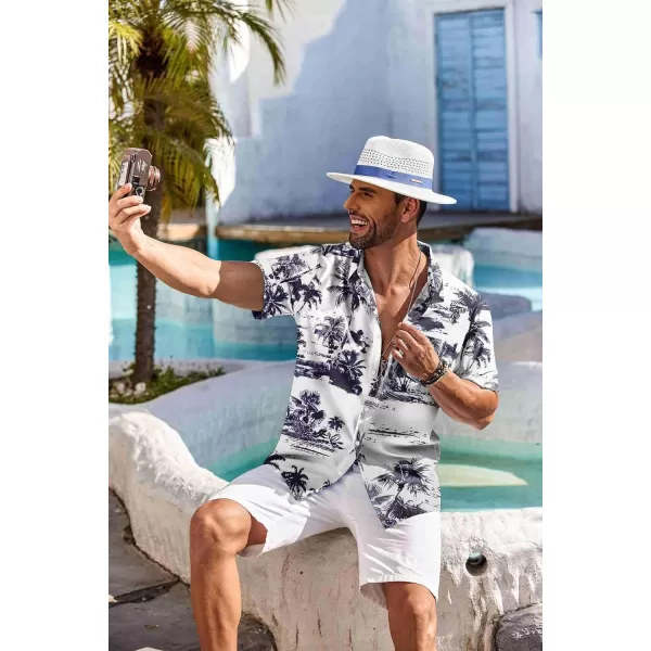 COOFANDY Men's Hawaiian Shirt Short Sleeve Floral Button Down Shirts Tropical Holiday Beach Shirts