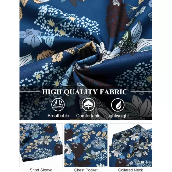 COOFANDY Men's Hawaiian Shirt Short Sleeve Floral Button Down Shirts Tropical Holiday Beach Shirts