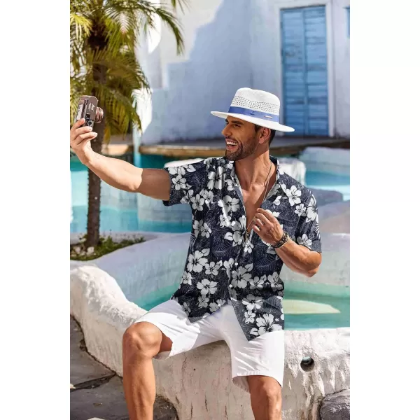 COOFANDY Men's Hawaiian Shirt Short Sleeve Floral Button Down Shirts Tropical Holiday Beach Shirts