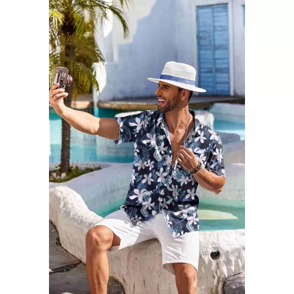 COOFANDY Men's Hawaiian Shirt Short Sleeve Floral Button Down Shirts Tropical Holiday Beach Shirts