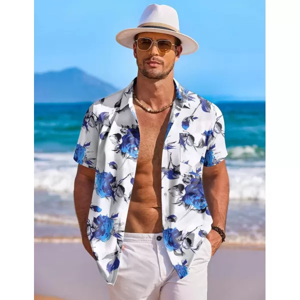 COOFANDY Men's Hawaiian Shirt Short Sleeve Floral Button Down Shirts Tropical Holiday Beach Shirts