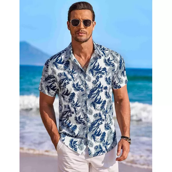 COOFANDY Men's Hawaiian Shirt Short Sleeve Floral Button Down Shirts Tropical Holiday Beach Shirts