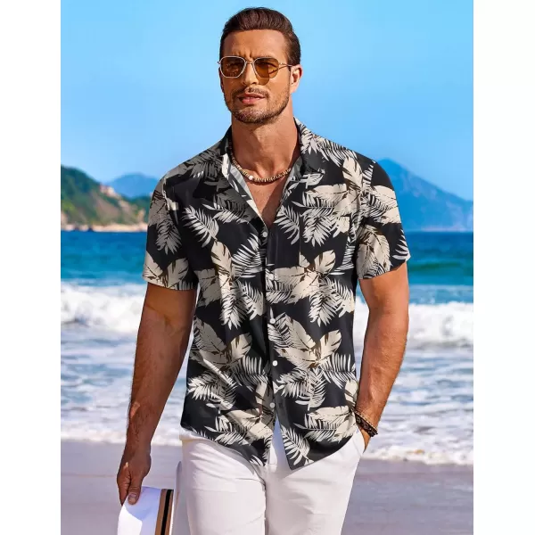 COOFANDY Men's Hawaiian Shirt Short Sleeve Floral Button Down Shirts Tropical Holiday Beach Shirts