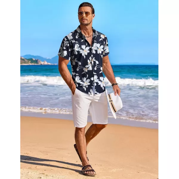 COOFANDY Men's Hawaiian Shirt Short Sleeve Floral Button Down Shirts Tropical Holiday Beach Shirts