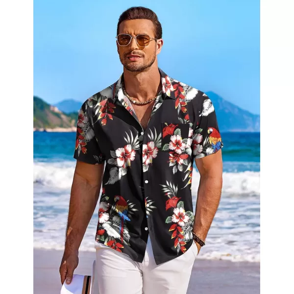 COOFANDY Men's Hawaiian Shirt Short Sleeve Floral Button Down Shirts Tropical Holiday Beach Shirts