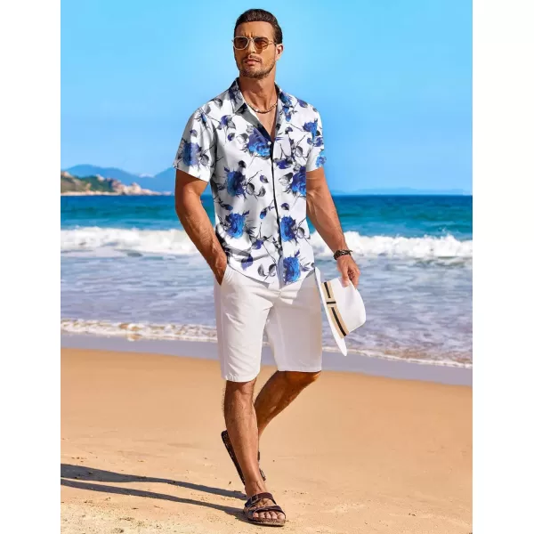 COOFANDY Men's Hawaiian Shirt Short Sleeve Floral Button Down Shirts Tropical Holiday Beach Shirts