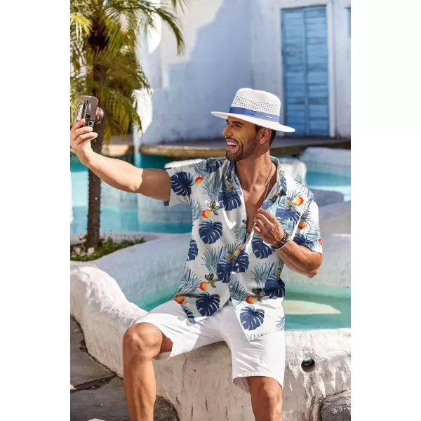 COOFANDY Men's Hawaiian Shirt Short Sleeve Floral Button Down Shirts Tropical Holiday Beach Shirts