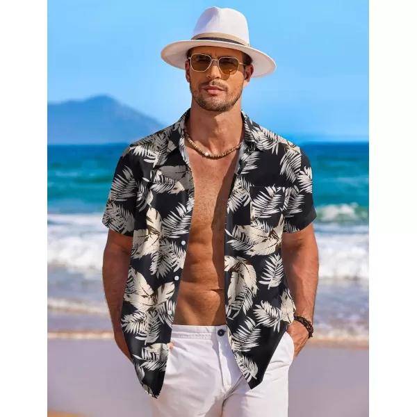 COOFANDY Men's Hawaiian Shirt Short Sleeve Floral Button Down Shirts Tropical Holiday Beach Shirts
