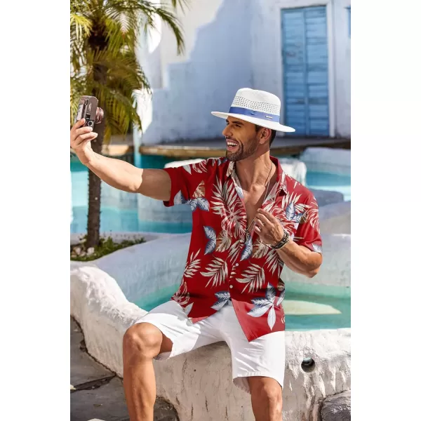 COOFANDY Men's Hawaiian Shirt Short Sleeve Floral Button Down Shirts Tropical Holiday Beach Shirts