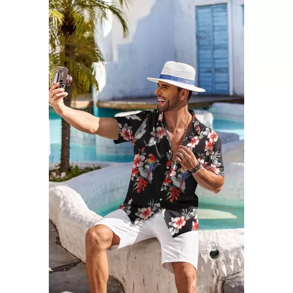 COOFANDY Men's Hawaiian Shirt Short Sleeve Floral Button Down Shirts Tropical Holiday Beach Shirts