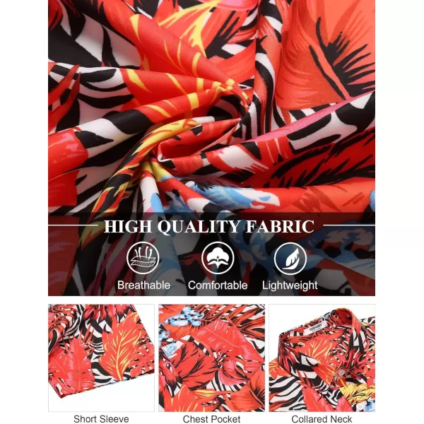 COOFANDY Men's Hawaiian Shirt Short Sleeve Floral Button Down Shirts Tropical Holiday Beach Shirts