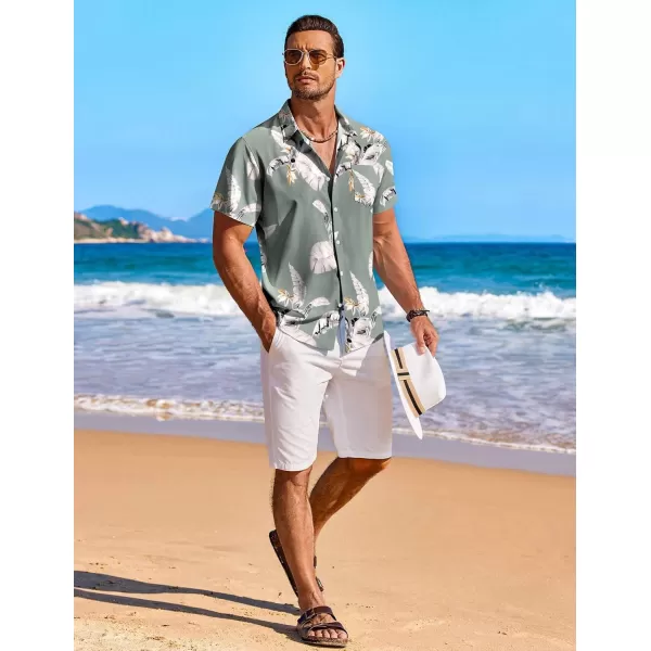 COOFANDY Men's Hawaiian Shirt Short Sleeve Floral Button Down Shirts Tropical Holiday Beach Shirts