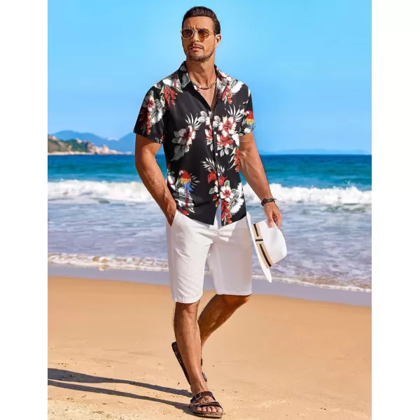 COOFANDY Men's Hawaiian Shirt Short Sleeve Floral Button Down Shirts Tropical Holiday Beach Shirts
