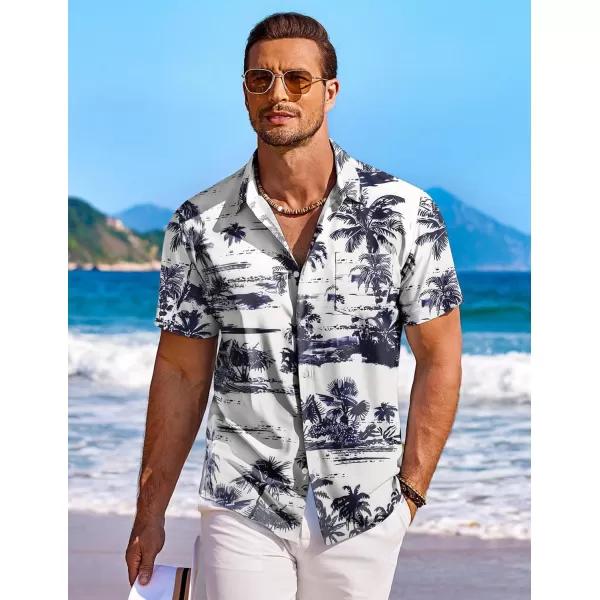 COOFANDY Men's Hawaiian Shirt Short Sleeve Floral Button Down Shirts Tropical Holiday Beach Shirts