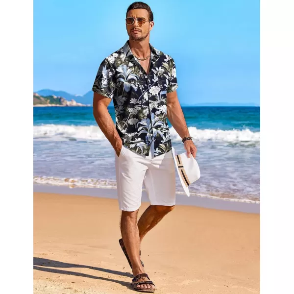 COOFANDY Men's Hawaiian Shirt Short Sleeve Floral Button Down Shirts Tropical Holiday Beach Shirts