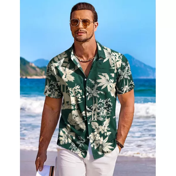 COOFANDY Men's Hawaiian Shirt Short Sleeve Floral Button Down Shirts Tropical Holiday Beach Shirts